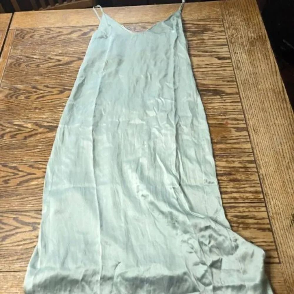 Reformation Parma sage green silk v neck tank dress sz 2
